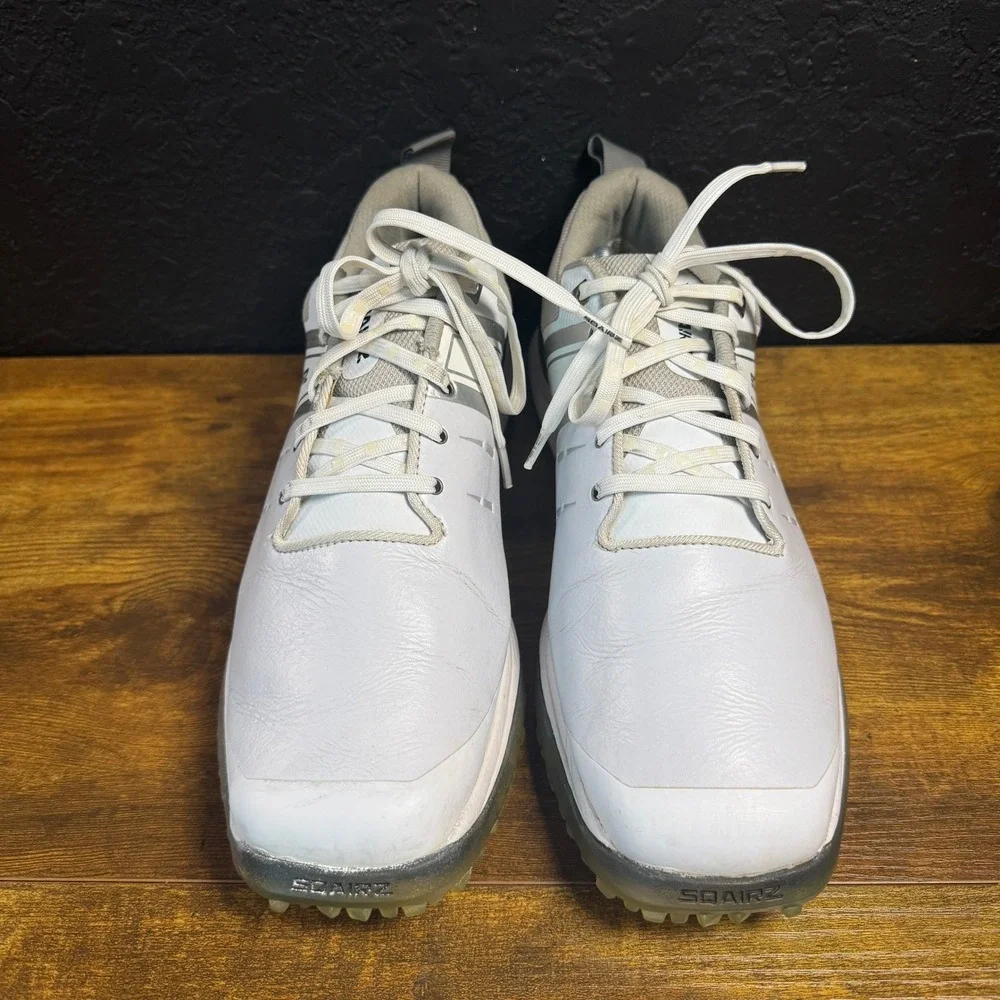 SQAIRZ‎ Speed White Synthetic Leather Spiked Golf Shoes Mens Size 10.5 US